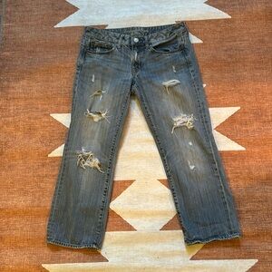 Size 6 American Eagle cropped, low waisted, distressed, boyfriend jeans